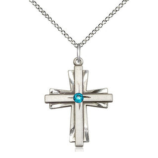 Sterling Silver Cross Pendant with 3mm Zircon Swarovski stone Necklace