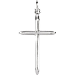 14K White 25x15 MM Cross Pendant