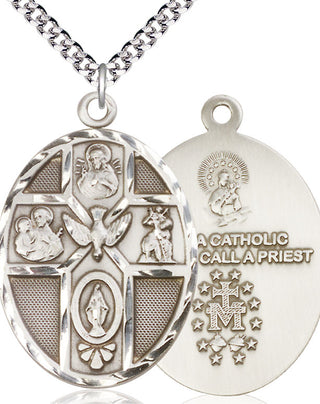 Pewter 5-Way Holy Spirit Medal Catholic Jewelry