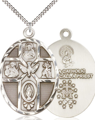 Pewter 5-Way Holy Spirit Medal Catholic Jewelry
