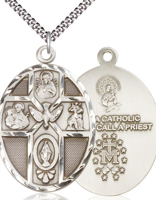 Pewter 5-Way Holy Spirit Medal Catholic Jewelry