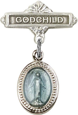 Sterling Silver Godchild Miraculous Baby Badge