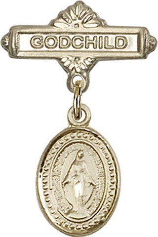 14kt Gold Filled Godchild Miraculous Baby Badge