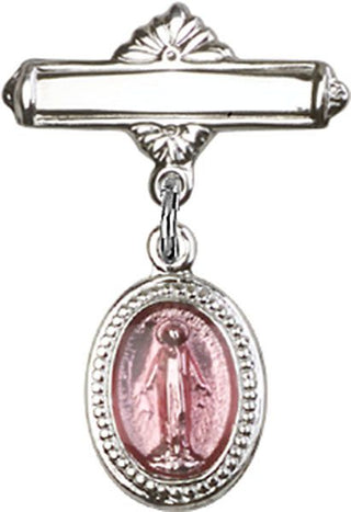 Sterling Silver Polished Badge Pin Miraculous Baby Badge