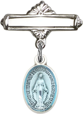 Sterling Silver Polished Badge Pin Miraculous Baby Badge
