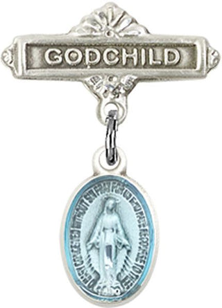 Sterling Silver Godchild Miraculous Baby Badge