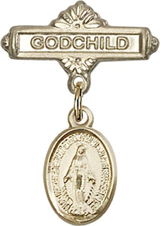 14kt Gold Filled Godchild Miraculous Baby Badge