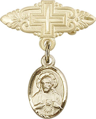 14kt Gold Filled Badge Pin With Cross Scapular Baby Badge