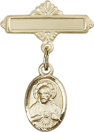 14kt Gold Polished Badge Pin Scapular Baby Badge
