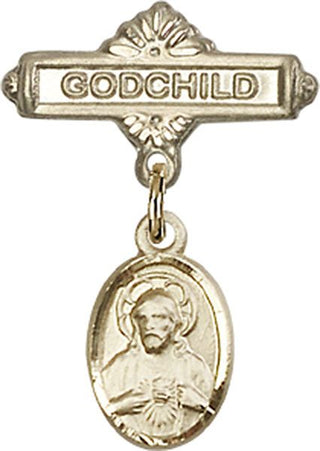 14kt Gold Godchild Scapular Baby Badge