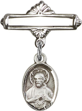 Sterling Silver Polished Badge Pin Scapular Baby Badge