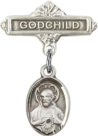 Sterling Silver Godchild Scapular Baby Badge