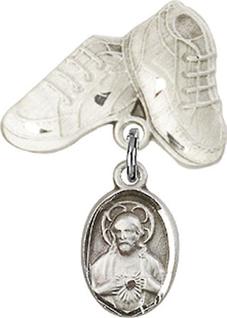 Sterling Silver Baby Boots Scapular Baby Badge