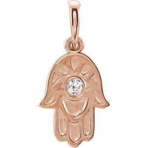 14K Rose .03 CTW Diamond Hamsa Pendant