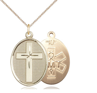 14kt Gold Filled Cross EMT Medal Catholic Jewelry