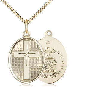 14kt Gold Filled Cross Air Force Medal Catholic Jewelry