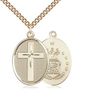 14kt Gold Filled Cross Air Force Medal | Large