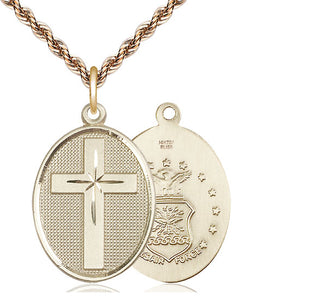 14kt Gold Filled Cross Air Force Medal | Large