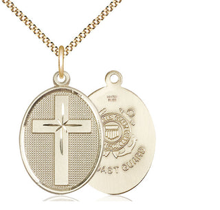 14kt Gold Filled Cross Coast Guard Medal Catholic Jewelry