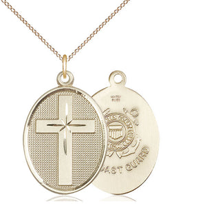 14kt Gold Filled Cross Coast Guard Medal Catholic Jewelry