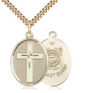 14kt Gold Filled Cross Coast Guard Medal Catholic Jewelry