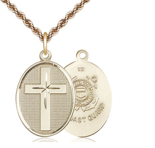 14kt Gold Filled Cross Coast Guard Medal | Large