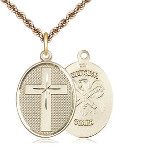 14kt Gold Filled Cross National Guard Medal | Large