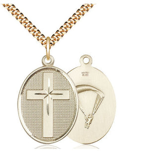 14kt Gold Filled Cross Paratrooper Medal Catholic Jewelry