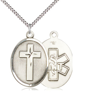 Sterling Silver Cross EMT Medal Catholic Jewelry