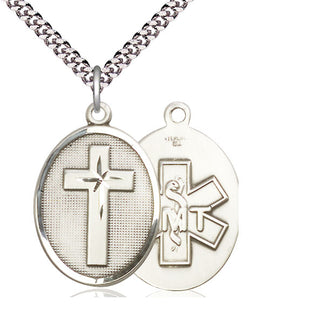 Sterling Silver Cross EMT Medal Catholic Jewelry