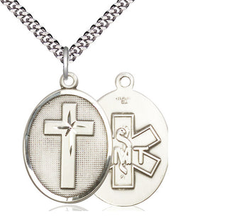 Sterling Silver Cross EMT Medal Catholic Jewelry