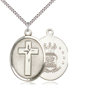 Sterling Silver Cross Air Force Medal Catholic Jewelry