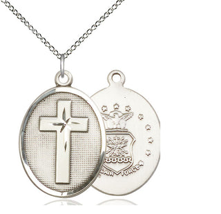 Sterling Silver Cross Air Force Medal Catholic Jewelry