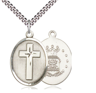 Sterling Silver Cross Air Force Medal Catholic Jewelry