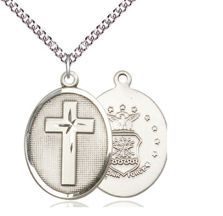 Sterling Silver Cross Air Force Medal Catholic Jewelry