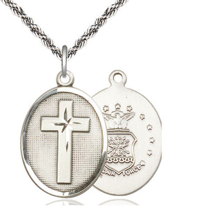 Sterling Silver Cross Air Force Medal Catholic Jewelry