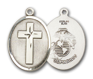 Sterling Silver Cross / Marines Pendant