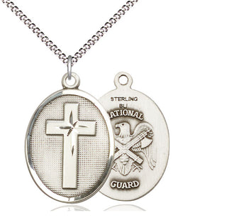 Sterling Silver Cross National Guard Medal Catholic Jewelry