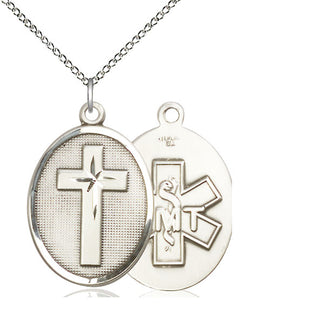 Sterling Silver Cross Paratrooper Medal Catholic Jewelry