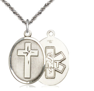 Sterling Silver Cross Paratrooper Medal Catholic Jewelry