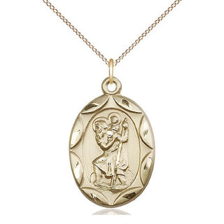 14kt Gold Filled Saint Christopher Medal Catholic Jewelry Engraved Catholic Saint Jewelry