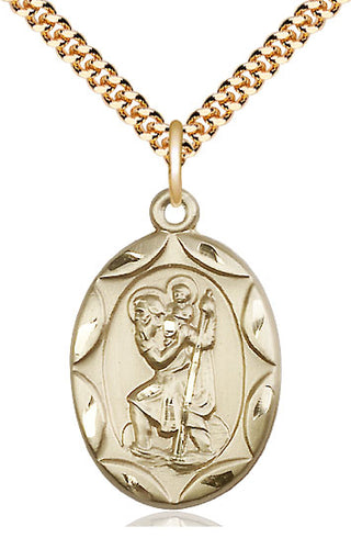 14kt Gold Filled Saint Christopher Medal Catholic Jewelry Engraved Catholic Saint Jewelry