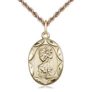 14kt Gold Filled Saint Christopher Medal Catholic Jewelry Engraved Catholic Saint Jewelry