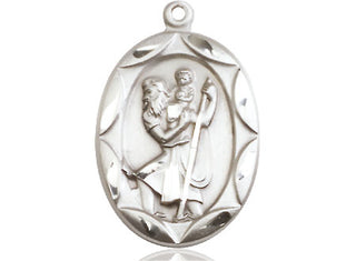 Sterling Silver Saint Christopher Medal Catholic Jewelry Engraved Catholic Saint Jewelry