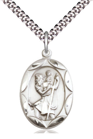 Sterling Silver Saint Christopher Medal Catholic Jewelry Engraved Catholic Saint Jewelry