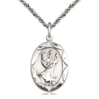 Sterling Silver Saint Christopher Medal Catholic Jewelry Engraved Catholic Saint Jewelry