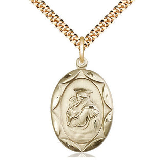 14kt Gold Filled Saint Anthony Medal Catholic Jewelry Engraved Catholic Saint Jewelry