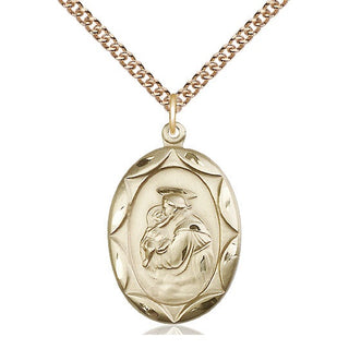 14kt Gold Filled Saint Anthony Medal Catholic Jewelry Engraved Catholic Saint Jewelry