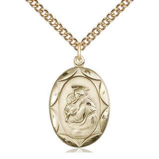 14kt Gold Filled Saint Anthony Medal Catholic Jewelry Engraved Catholic Saint Jewelry