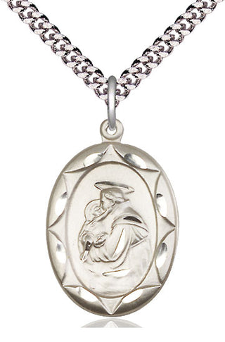 Sterling Silver Saint Anthony Medal Catholic Jewelry Engraved Catholic Saint Jewelry